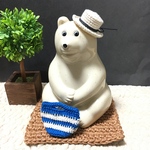 【再販】しろくま貯金箱　トートバックとハット【ブルー】