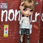 メンズにも✩.*˚ネオブライス リカちゃん ヴィンテージ柄ストレートパンツ(ネイビー)