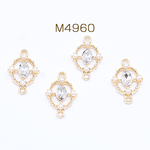 M4960 12個 チャームパーツ オーバル パール付き 2カン 12×18mm 3×【4ヶ】