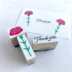 カーネーションとThank you の消しゴムはんこ