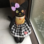 ソックモンキー　☆ ソックキャット ☆ チェックスカートの黒猫ちゃん