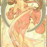  アルフォンス・ミュシャ「四芸術－ダンス」（1898）クロスステッチ刺繍図案
