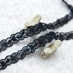 2m単位 綺麗 花&葉っぱ フラワーリーフ刺繍 チュールレース ブレード 黒 BK200339 ハンドメイド 手芸 素材