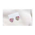 ドライフラワー　押し花　レジン　ハート　ピアス