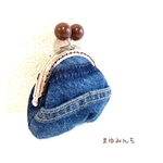 デニムのぷっくりがま口☆マチなし