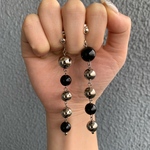 シルバー×ブラックロングピアス　