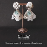 ✿︎mint green✿︎  2way spring beads tassel  -ボタンピアス/イヤリング-