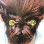 ミモザ 春の訪れ ヘアバトン ヘアアクセサリー 黄色 イエロー フラワーアクセサリー