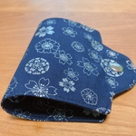 仮置きマスクケース ＊銀の花模様 navy＊