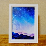 油絵原画『星月夜』　額縁付き