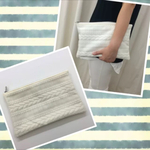 【再販】編み柄クラッチバッグ ホワイト