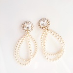 再…☆ゆらゆらパールキャッチのビジューピアス  クリスタル