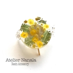本物のお花のポニーフック（ミモザ）レジン　ヘアアクセサリ―
