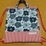 大きなお花とフレンチブルドッグの体操服入れ