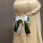 シロツメクサ色りぼんのバレッタ