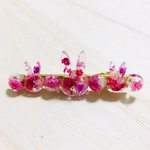 ドライフラワー＊レジンのうさぎヘアクリップ（レッド×ピンク）