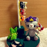 端午の節句、こいのぼりとねこの置物
