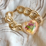 大きなハートブレスレット サーモンピンク