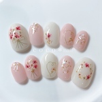*淡いピンクの押し花のブーケ×リースネイル*