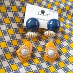 レトロ✳ブルーイエローピアス
