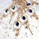 夜空のカクテル ヴィンテージガラス 【★ネイビーのみ販売】イヤリング/ピアス 