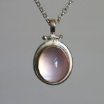 SALE＊天然石＊ピンククオーツ　カボション　ネックレス　SV