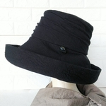 ＊コットンリネン＊つば広 シャーリング レディース 帽子 ハット UV