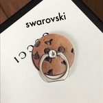 スワロフスキー つき　バンカーリング スマホリング クッキー　チョコチップ