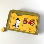 猫と赤自転車のミニ財布