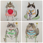 猫イラスト（原画）おともだちシリーズ