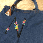 イニシャル刺繍バッグMサイズ☆デニム