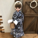 リカちゃん服＊丸襟花柄ワンピース