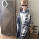 リカちゃん服＊大きなチェックの羽織りワンピース