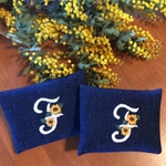 【オーダー受付】手刺繍 イニシャル×花 ポケットティッシュケース