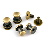 【KAMON】ギボシ アンティークゴールド 4個セット 頭6㎜ ネジ式 留め具 金具 レザークラフト 手芸 パーツ ＃2564