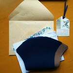 マスクキット2個分  濃紺×綿麻ココア、プレゼント用封筒とメッセージカード付き