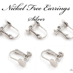 ZS-167【10個5ペア】【ニッケルフリー】＊丸皿イヤリング＊皿部8mm【シルバー】金属アレルギー対応 丸皿 平皿 台座 ピアスパーツ イヤリングパーツ