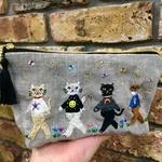 猫さん&ネズミさんの行進刺繍ファスナーポーチ♪