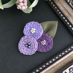 3色デージーの刺繍ブローチ＊パープル