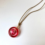 ガラス 二重丸のネックレス さくらんぼ