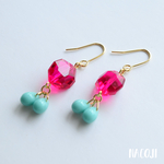 SALE♪ビビッドピンク x ターコイズ大振りピアス
