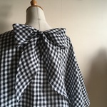 ベルギーLibeco社チェックリネンで作った後リボンゆったりプルオーバー