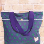 【SALE】ネイビー＆グリーンドットのトートバッグ