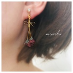 【再販】3本薔薇のピアス/イヤリング　赤