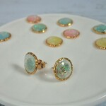 レジンのラメ入り一粒のピアス／イヤリング☆グリーン