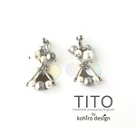 コットンパール＆スパンコール  2WAY イヤリング  シルバー《 TITO by kohiro design 》
