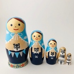 【t様ご予約品】青空頭巾マトリョーシカ・ミニチュアシュナウザー と　オーバーオール