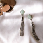 mint silver tassel pierce/earring