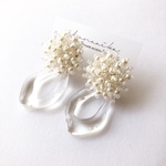 《2way》mix clear flower beads × clear ring pierce ／ earring