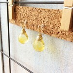 しずくイヤリング・ゆずシロップ（ノンホールピアス／ピアスに無料変更可）
